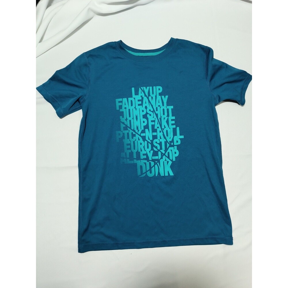 All in Motion Boys L 12/14 Basketball Graphic Athletic Shirt Blue Recycled Poly
